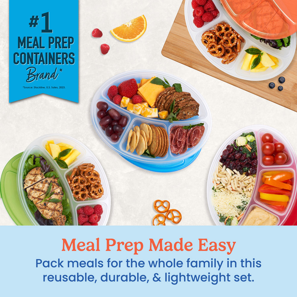 Bentgo Easyboxes 4-Compartment Oval Containers 8-Piece Set